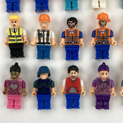 Make It Blocks Mini Character Figures Lot of 40 Pirates, Police, Construction ..