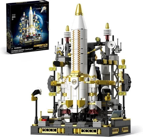 STEM Space Rocket Building Kit with 859 Pieces - Aesthetic Home Decor Piece