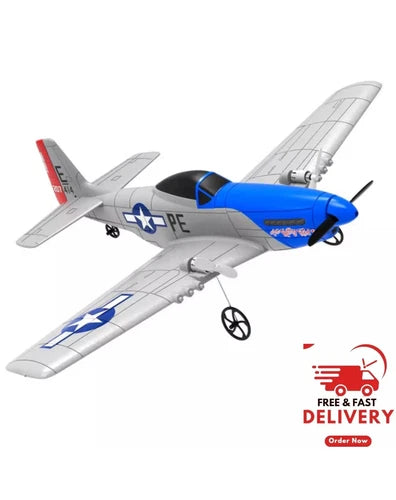 RC Airplane P51D Mustang 2CH Adult Kids With Gyro Stabilizer Easy Fly Beginner