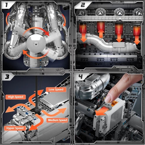 Mould King 10168 V8 Engine Turbo Motor Model Building Block Adult Boy Gift Toy