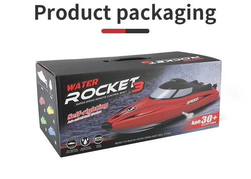 Water Rocket 3 RC Speed Boat, 2.4GHz Remote Control, 30 KPH RED