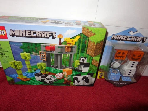 NEW 2 PIECE LEGO MINDCRAFT SNOW GOLEM+ 204 PIECE PANDA NURSERY BUILDING KIT L218