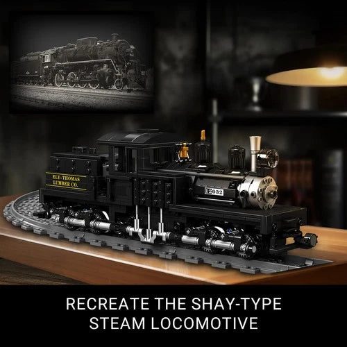 Mould King Shay-Type Steam Locomotive Building Set with LED Lighting, Remote/App