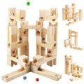 Wooden Marble Run for Kids Ages 4-8, 60 Pieces Wood Building Blocks Toys and ...