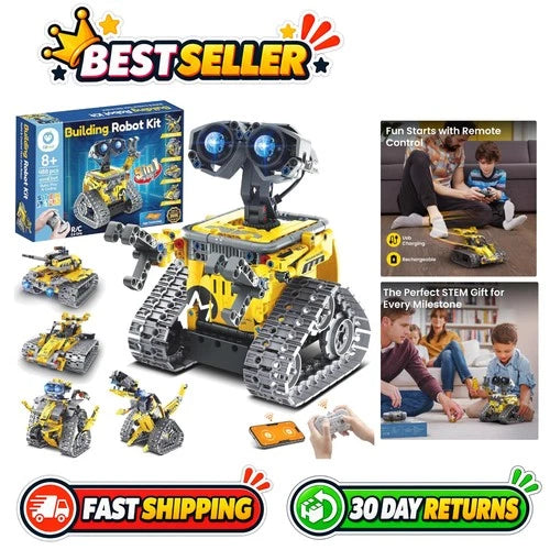 STEM Robot Building Kit with Remote Control 488 Pieces 5-in-1 Educational Toys