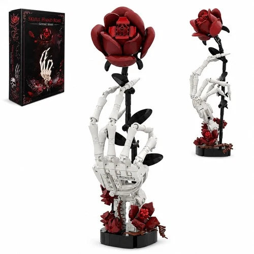 Gothic Skull Hand Rose Building Set - 357-Piece Model for Display & Collectors