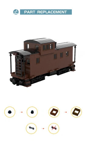 YOUFOY MOC-81647 Railroad Car C-40-3 Caboose Train 594 Pieces Building Set
