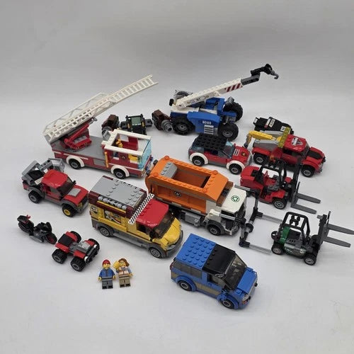 MEOW City Vehicle Lot Trucks Cars Fire Garbage Forklifts Minifigures Mixed