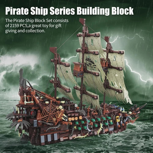 2159PCS Flying Dutchman Pirate Ship Building Blocks Lighted Brick Model Toy Set