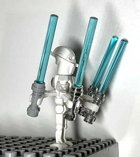 LEGO Star Wars General Grievous Minifigure with Cape 5 Lightsabers Chrome Cyan