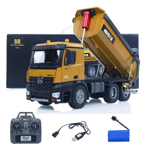 US Stock HUINA 1/14 RC Dumper Truck 573 Tipper Vehicle Flowing Water Light Sound