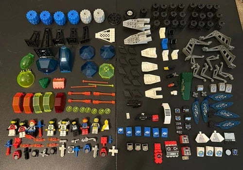 MEOW Space Parts Magnets & Minifigs Lot M-Tron Blacktron Exploriens Spyrius More