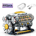 New Electric V8 Engine 692pcs Technic Building Blocks Car Model Set Unbranded