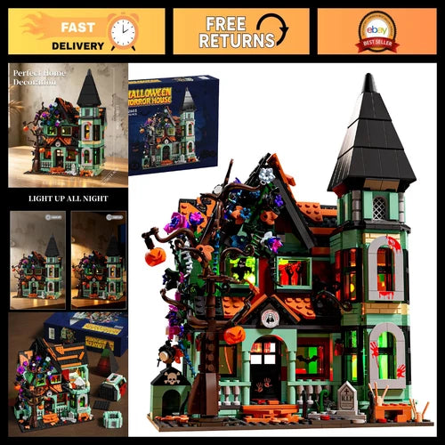 Haunted Mansion Building Toy - 1293PCS Halloween Blocks for Kids & Adults, Ages