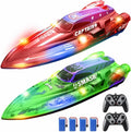 2 Pack 13 Inch Remote Control Boat for Kids, 4 Batteries, LED Lights