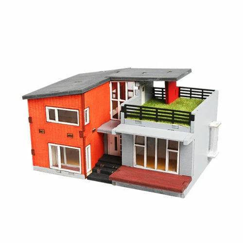 YoungModeler Modern House Desktop Wooden Model Kit