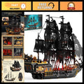 Black Pirate Ship Model Building Set with LED Lights - Adult Collectible Kit