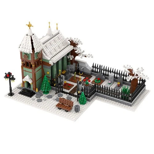 Winter Village Church Modular Building Blocks - DIY MOC Bricks Toys Gift Set