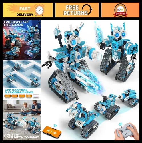 5-in-1 STEM RC Robot Building Kit - 408PCS, DIY Educational Toys for Ages 8-13,