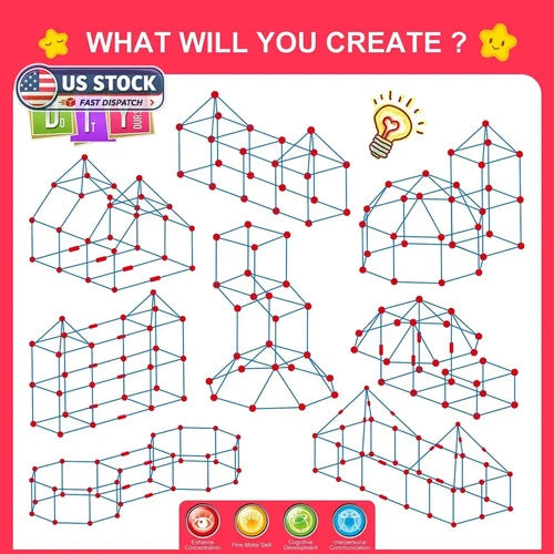 Fort Building Kit for Kids,STEM Construction Toys, Christmas & Birthday Gift for