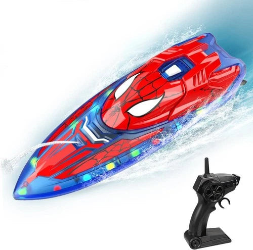 Spider Hero RC Boat, 2.4GHz Remote Control Boat with LED Lights for Kids, Pool T