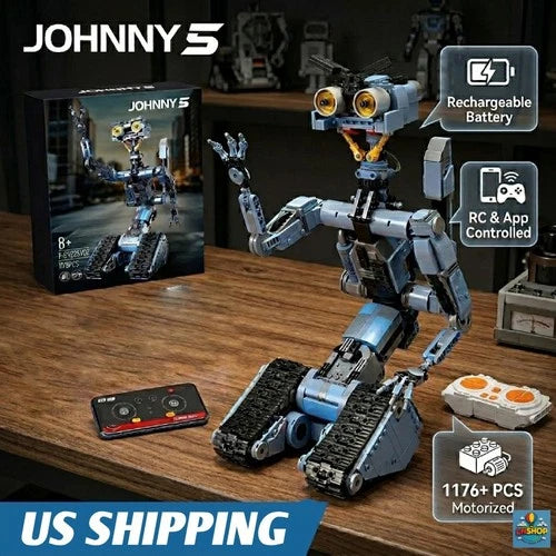 Johnny 5 Robot 1176 PCS Building Set Motorized Remote Control App Short Circuit