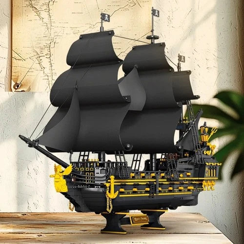 2076PCS Black Pearl Pirate Ship Sailboat Ornament Building Blocks Model toy gift