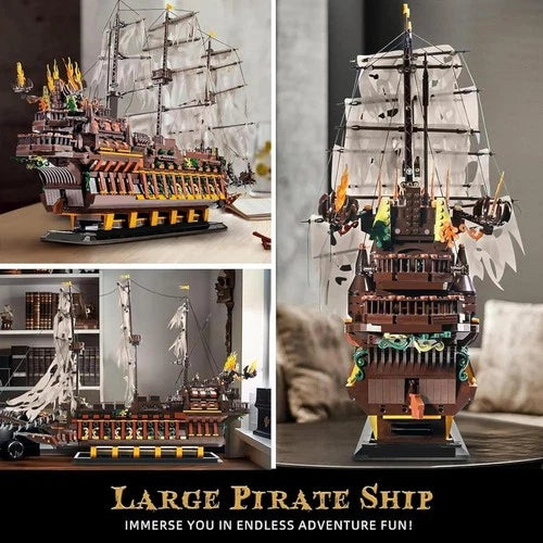 Large Pirates Ship Model Building Blocks Kits, MOC Dutchman Building Block Pirat