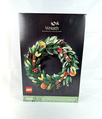 LEGO Icons Botanical Collection Wreath 10340 Complete Set 1194 pc Sealed New