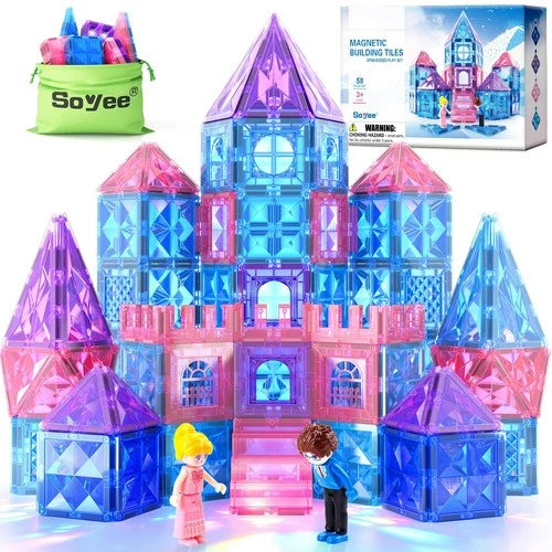 Magnetic Building Blocks Set - Princess Castle Tiles for Kids 3-8 Years - STEM E