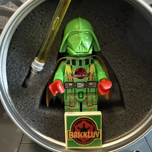 Brickluv Jurassic Park Vader Minifigure (Only 60 made) w/ Collectible Tin