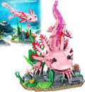 Axolotl MOC Building Blocks Set 998 Pcs, Realistic Poseable Amphibian Model with