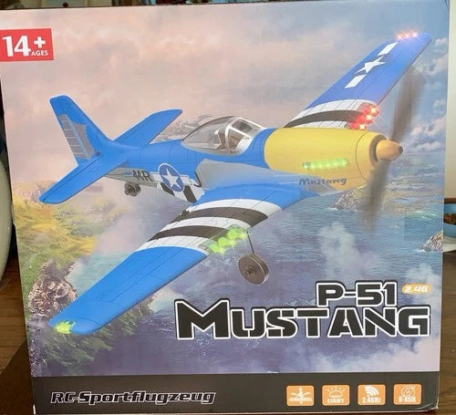 2026 NEW P51 Mustang Fighter 4CH Remote Control Aircraft Model Glider Blue