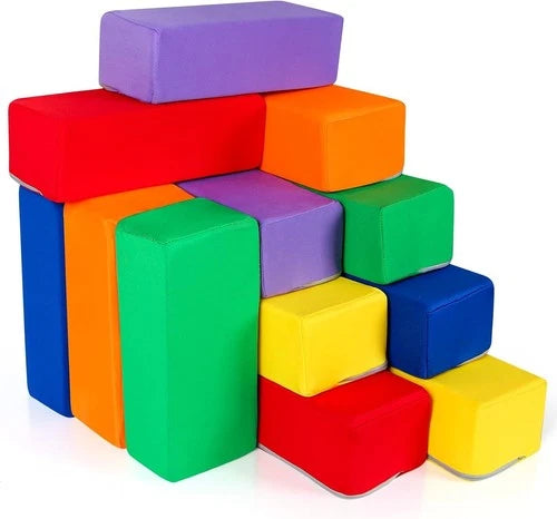 12-Piece Colorful Toddler Foam Building Blocks Set - Soft & Washable Play Fun
