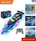 RC Boat for Kids with LED Lights, 2.4Ghz Remote Control Racing Boats for Ages...