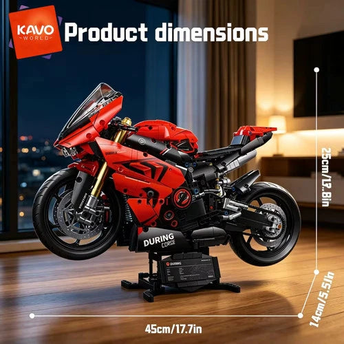 2024pcs Technical 1:5 Scale M Motorcycle Building Blocks - Mechanical Set Model