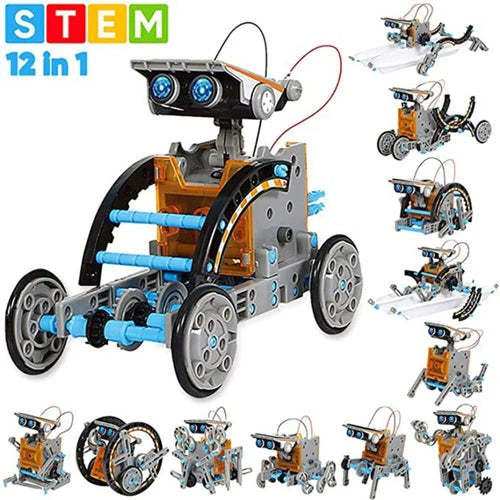 STEM Solar Robot Kit For Kids; 12-in-1 Educational STEM Science Experiment Toys;