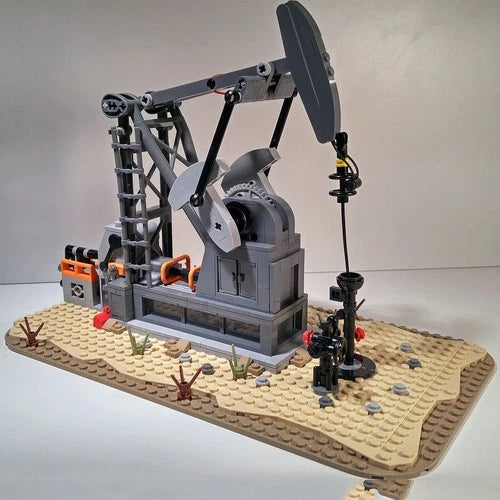MOC Functioning Oil Pump Jack Oil Derrick Mechanical Model Set 474 Pcs