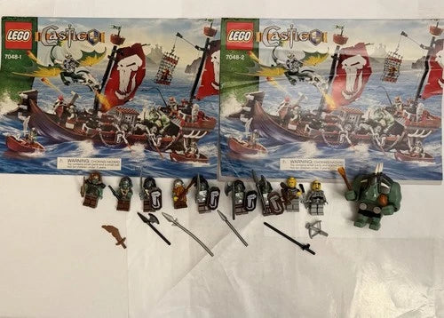 MEOW Castle Troll Warship (7048) Manuals 10 Minifigures Giant Troll Orcs Captain
