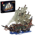 Pirate Ship Building Block Flying Dutchman Toy Set with Lights Model Boat Kit