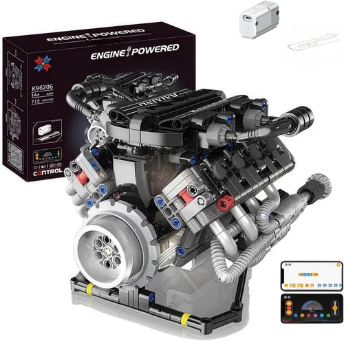 V8 Engine Building Kits That Runs with Motor & APP Controls,715+Pcs