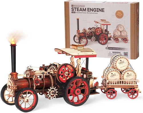 ROBOTIME 3D Puzzle for Adults Steam Engine 1:28 Train Model Kit Gifts Decoration
