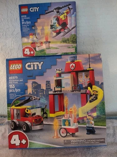 LEGO CITY SETS #60375 FIRE STATION & TRUCK, 60318 COPTER-NEW & FACTORY SEALED