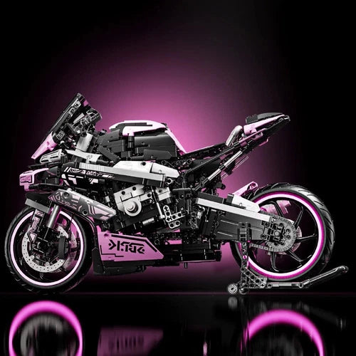Purple Motorcycle Building Blocks Set 1:5 Scale Model
