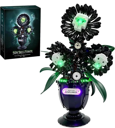 Skull Flower Lighting Building Bricks Set, Horror Plants Table Decoration