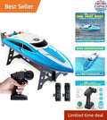 High-Speed Velocity Blue Mini RC Boat - Rechargeable Fun for Pools & Lakes