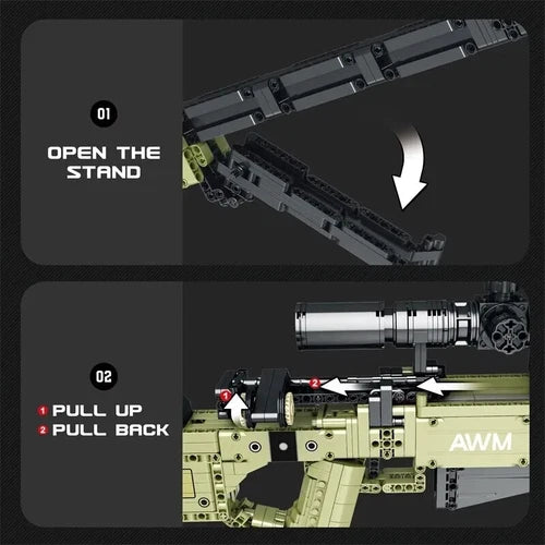 1336PCS AWM Sniper Rifle Model Building Blocks Military Set