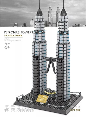 Wange The Petronas Towers of Kuala Lumpur Building Block Set 1175 pcs #5213
