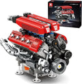 V8 Engine Model Building Kit - 1101pcs Stem Project for Adults, Collectible Red