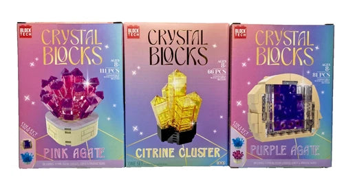 Block Tech Crystal Blocks Set of 3 Agate Purple Pink and Citrine 258 pieces